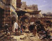 Gustav Bauernfeind Market in Jaffa Spain oil painting artist